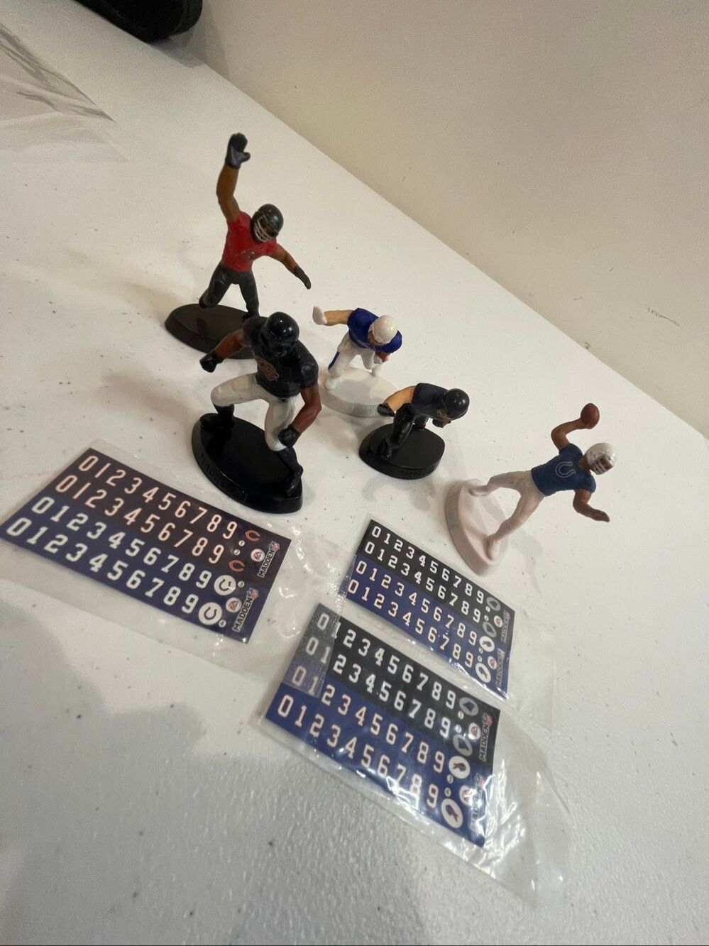Madden NFL Football Figures Lot of 5 Buccaneers Bills Bears Ravens Colts + Decal